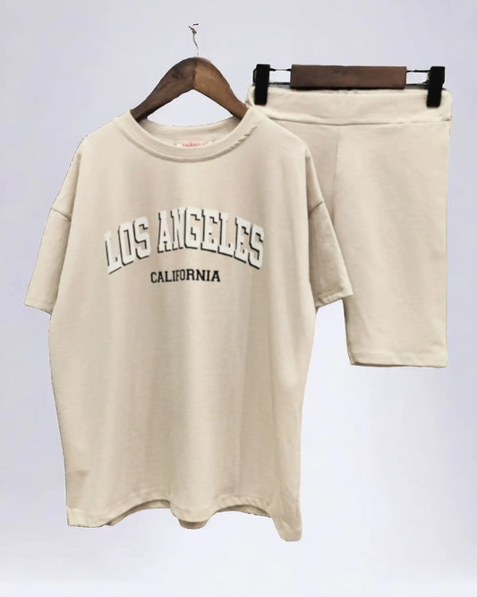Ensemble Tshirt oversize + cycliste LOS ANGELES